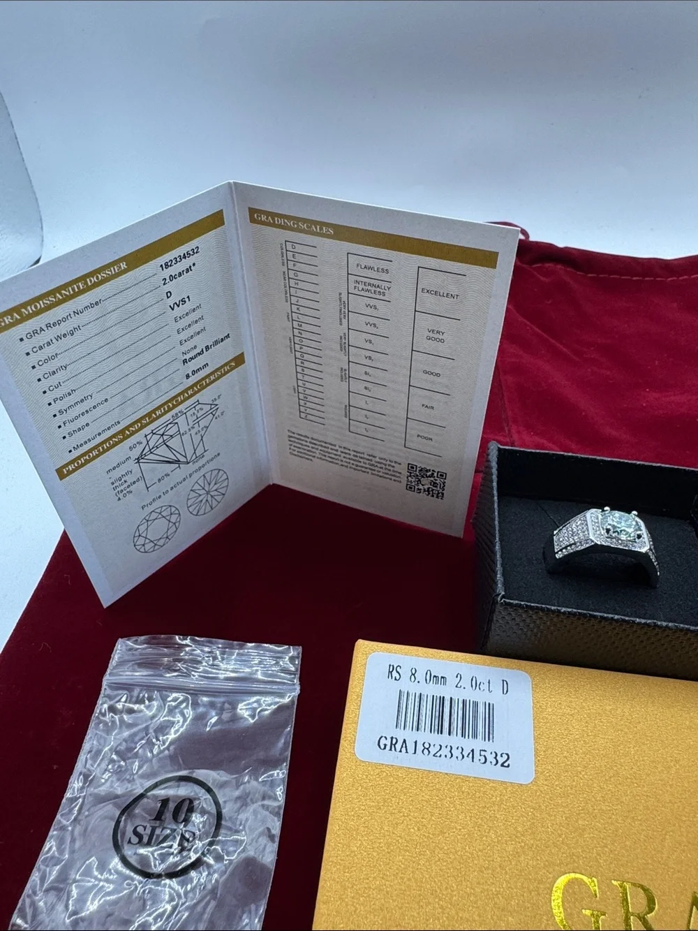 Silver Men's Ring with White Stones - Rhodium